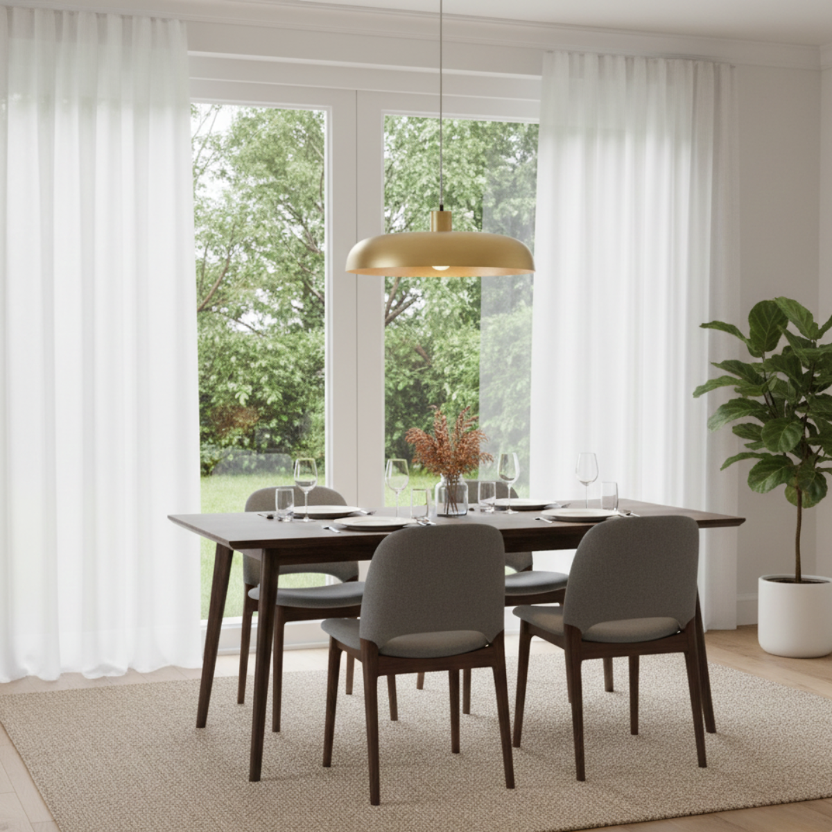 Matte Black & Copper Ceiling Light