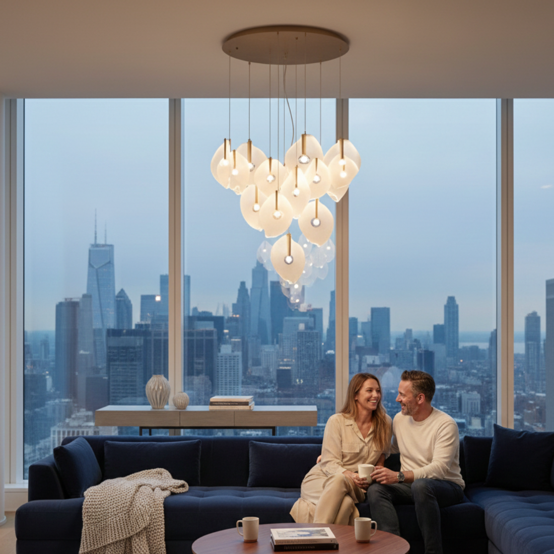 Aluminum, Acrylic & Iron Decorative Piece with Gold Base