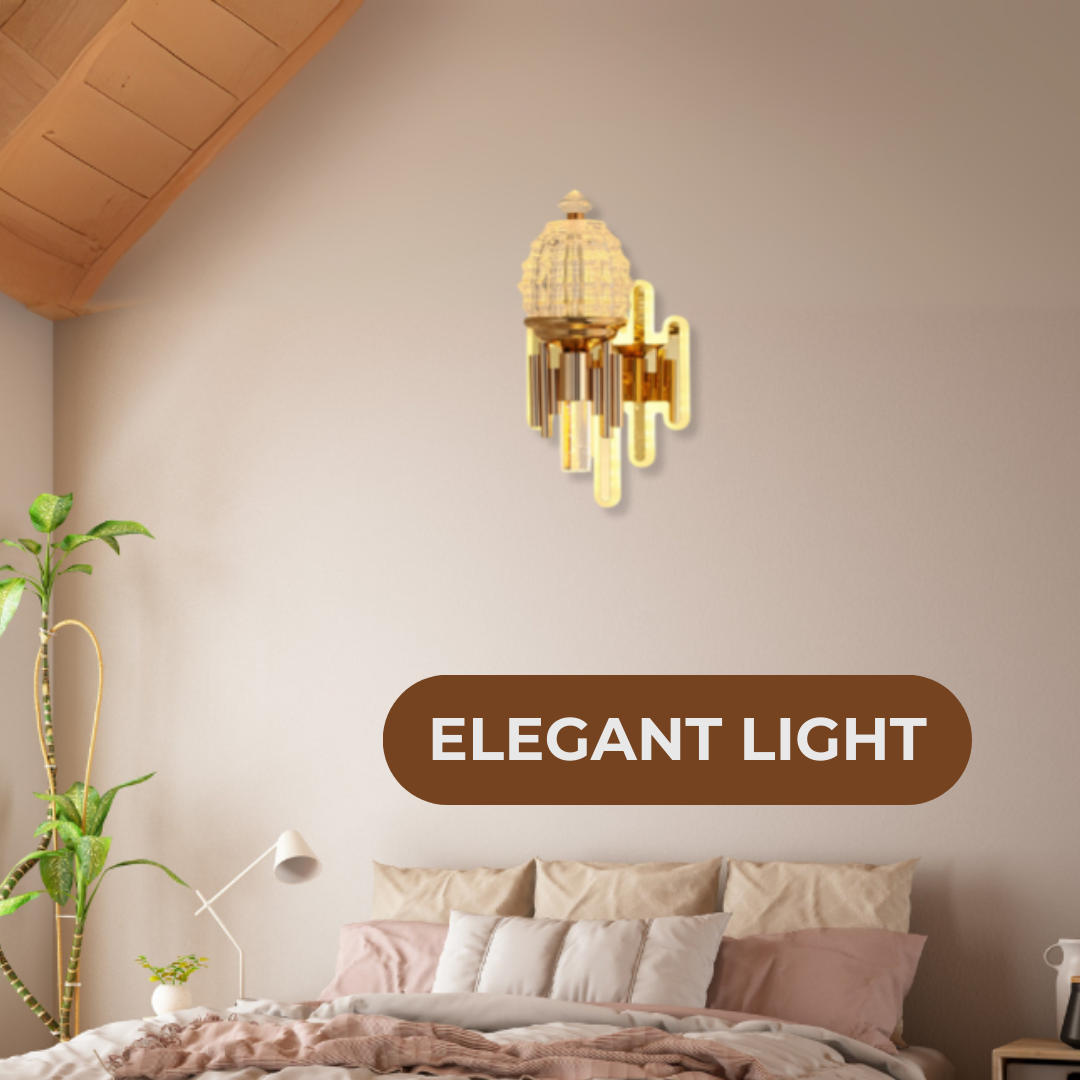 Elegant Gold Crystal Art Wall Lamp