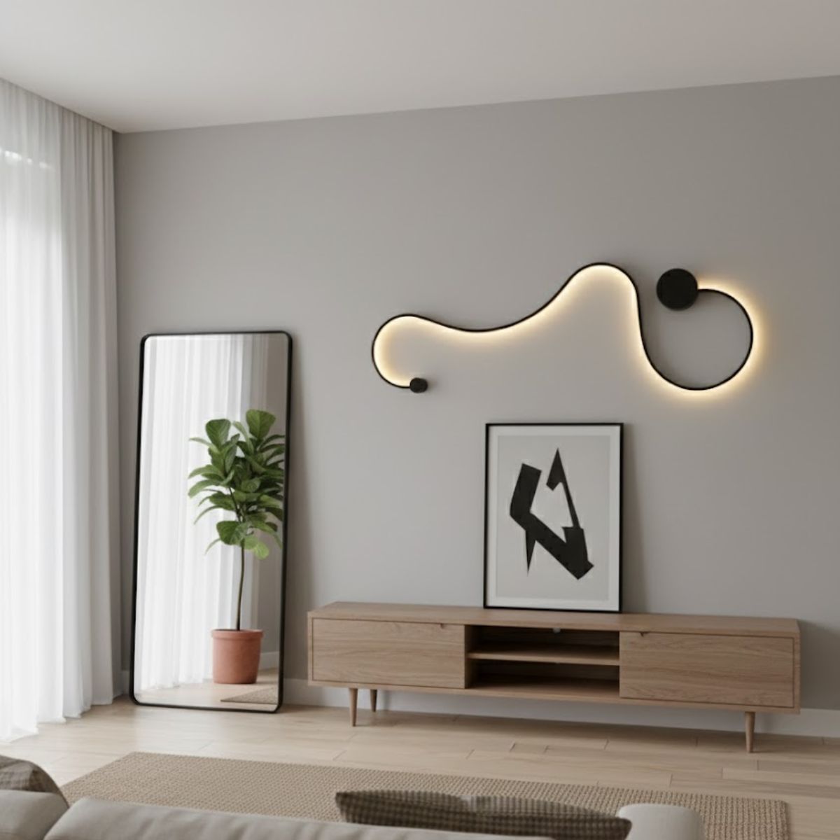 Modern Flowing Wave LED Wall Sconce – Contemporary Wall Light Fixture