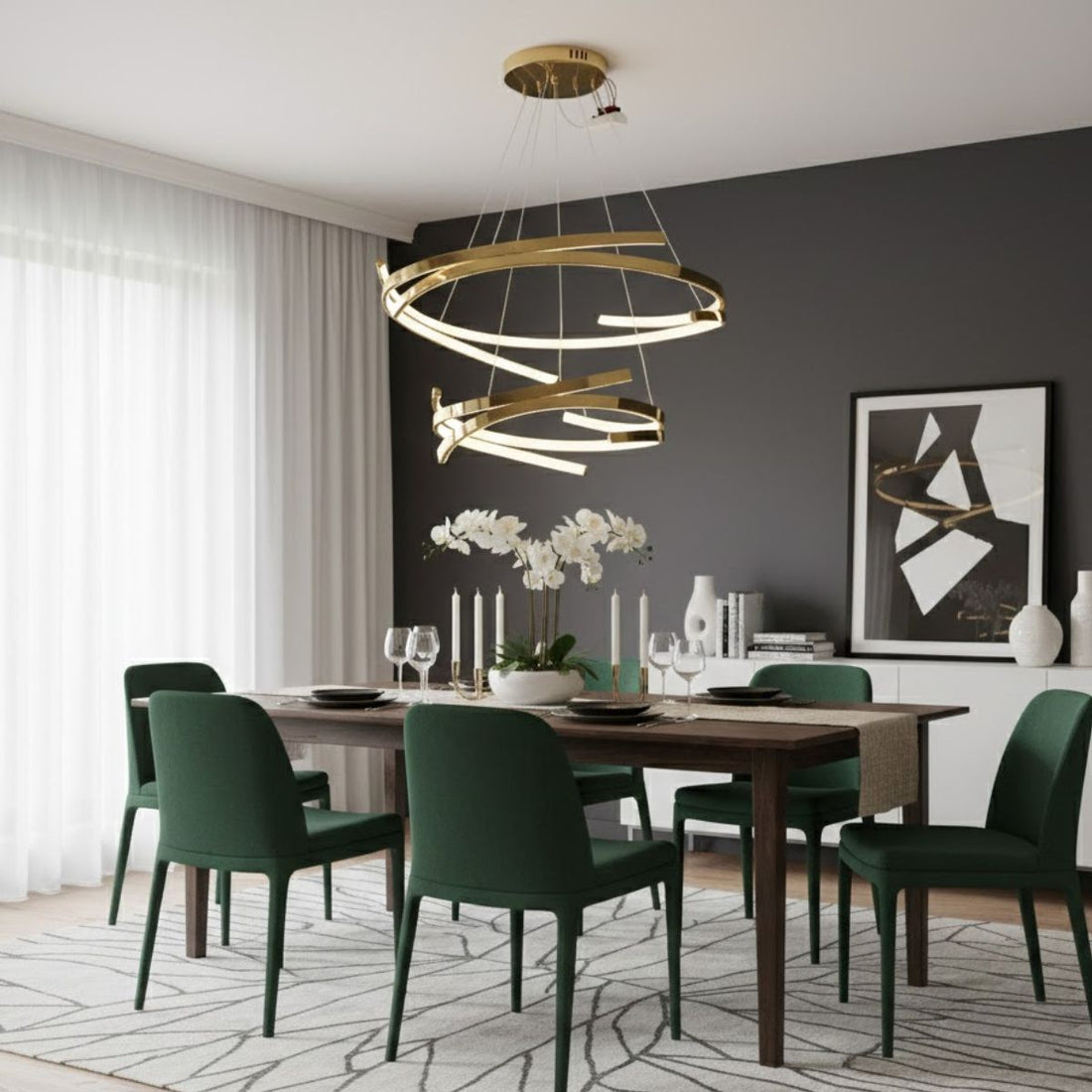 Modern Swirl LED Chandelier - Gold Finish