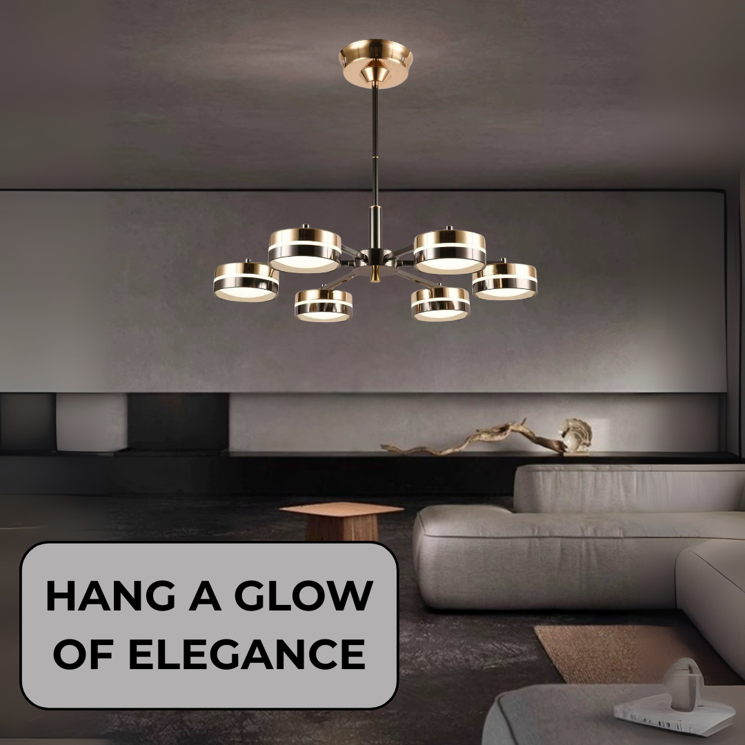 Modern Golden & Black Linear Ceiling Chandelier