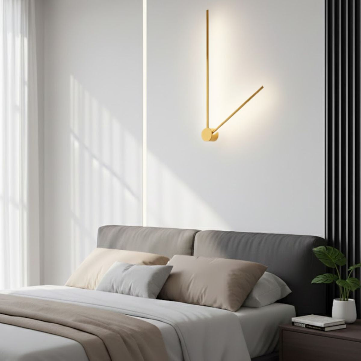 Minimalist Clock Hands LED Wall Sconce – Modern Wall Light Fixture