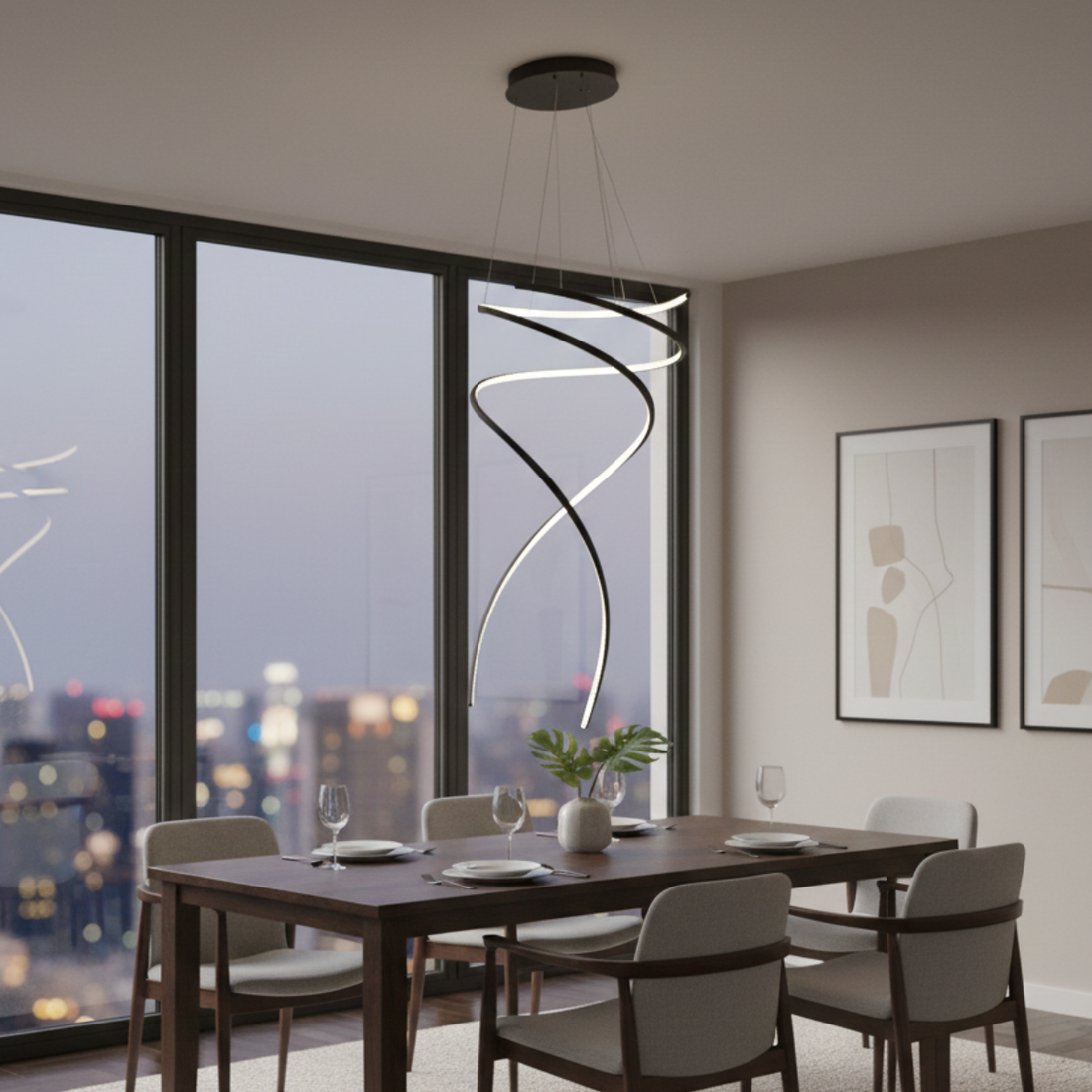 Double Helix LED Spiral Pendant Light – Modern Ceiling Fixture