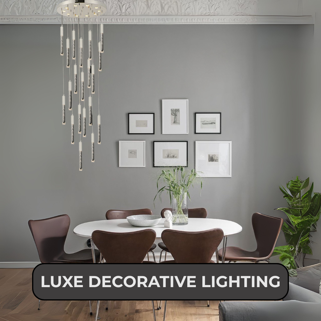 Long Crystal Chandelier – 3 Color LED