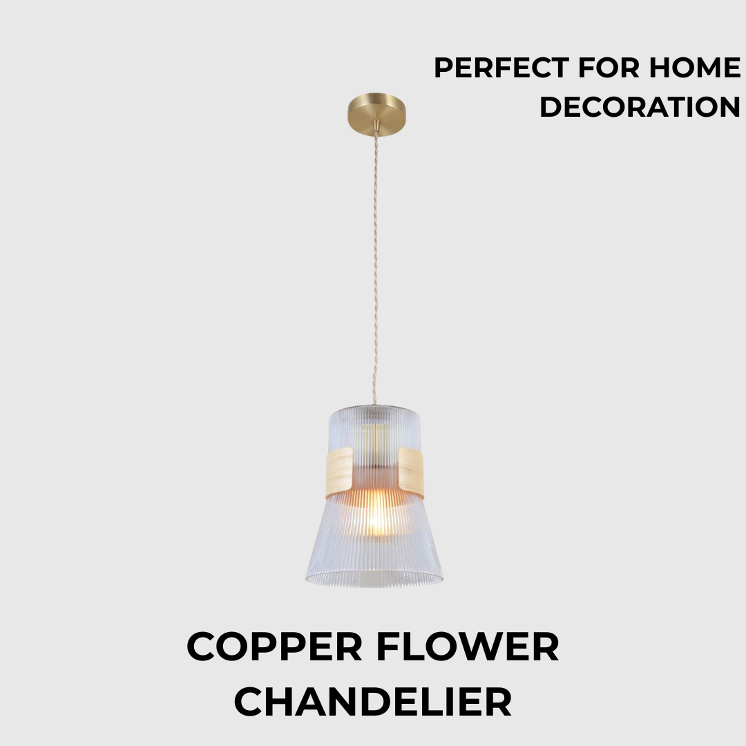 Glass Wood Adjustable Pendant Ceiling Light