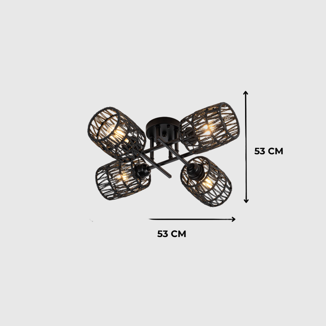 Elegant Natural Bamboo Rustic Ceiling Light