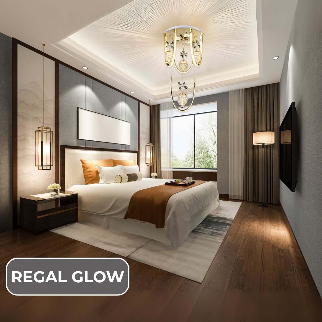 Majestic Gold Ceiling Crystal LED Chandelier