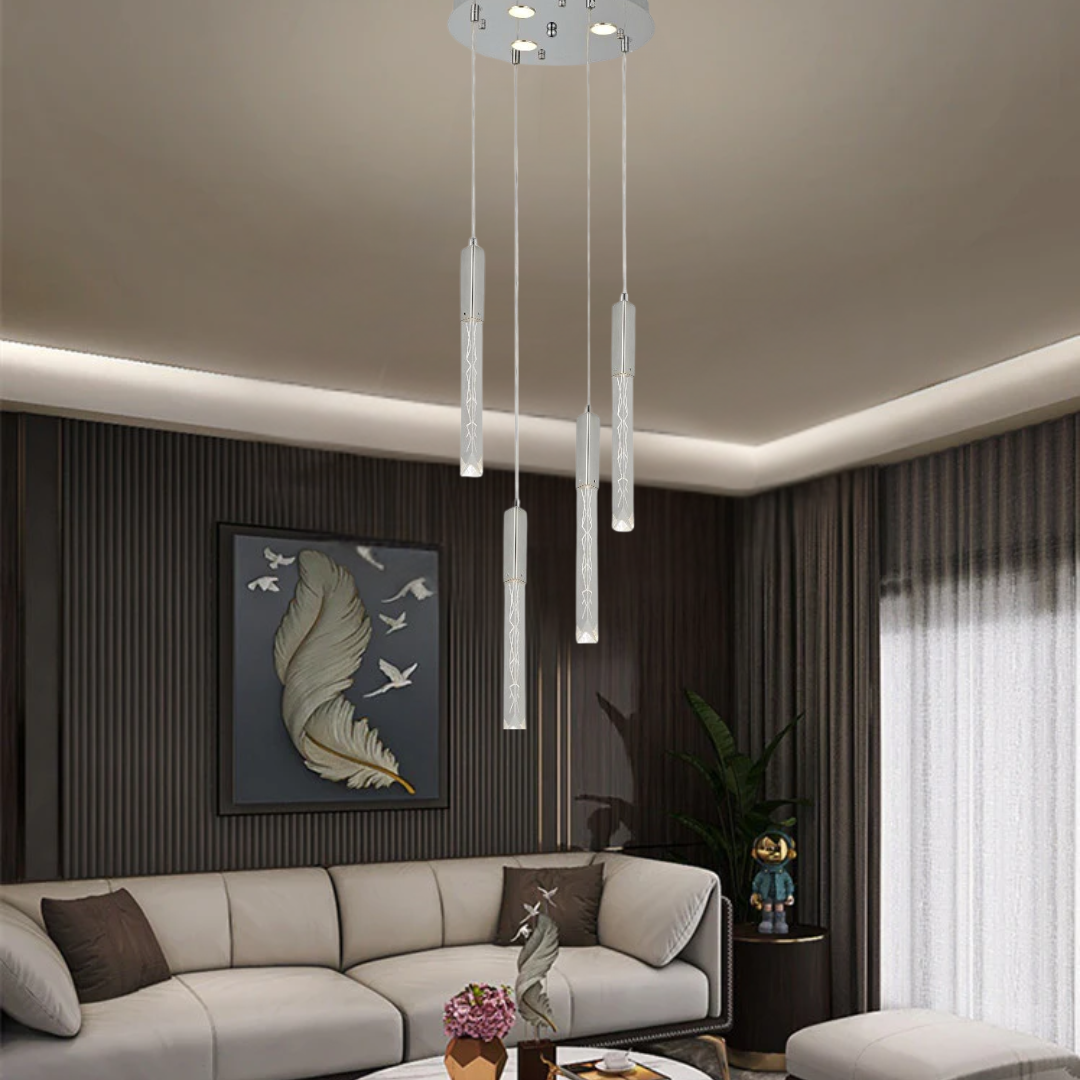 Modern Long Crystal 3-Color LED Chandelier
