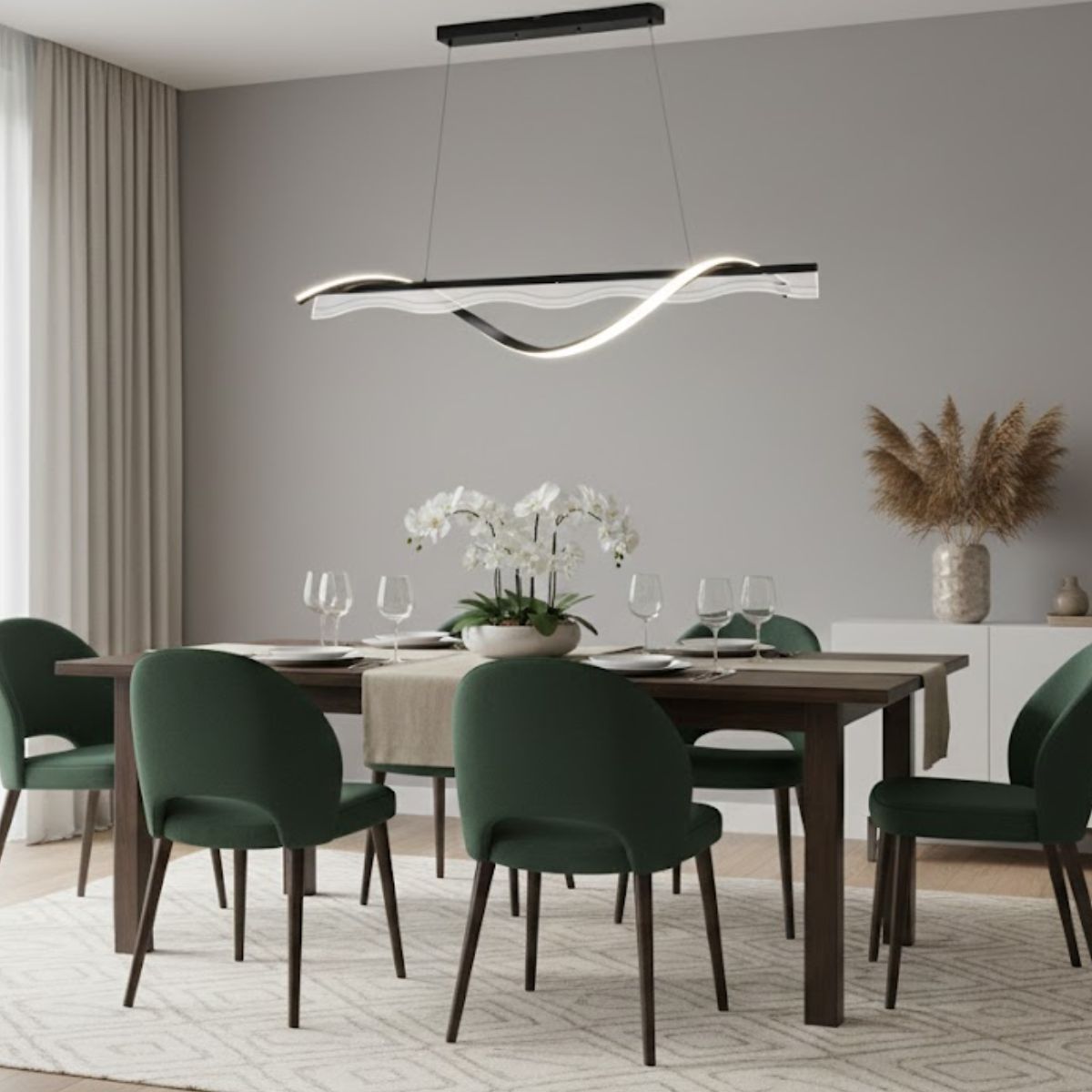 Modern 3-Light LED Tiered Chandelier – Black Wrought Iron,