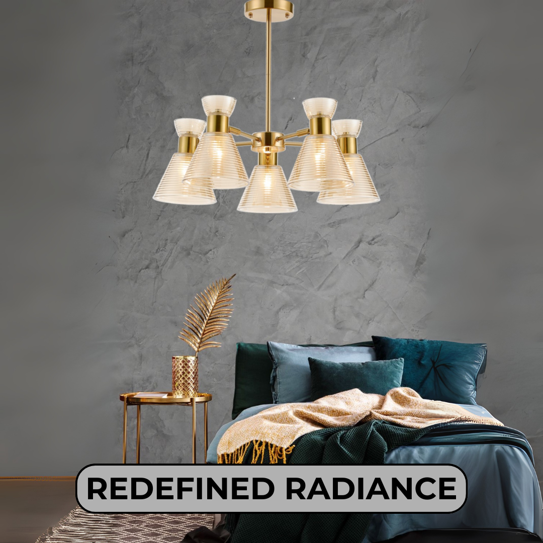 Golden Glass Copper Pendant Chandelier