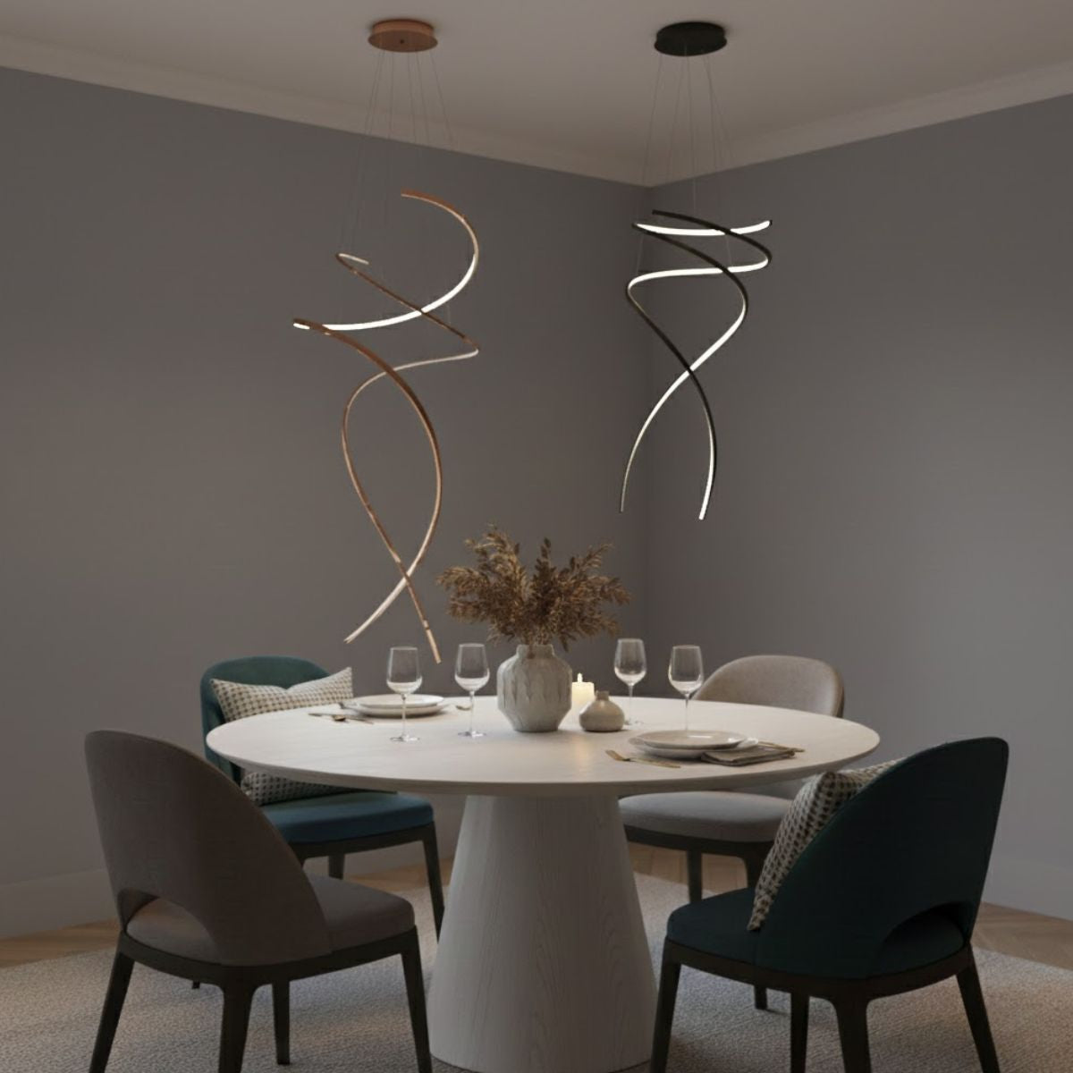 Double Helix LED Spiral Pendant Light – Modern Ceiling Fixture