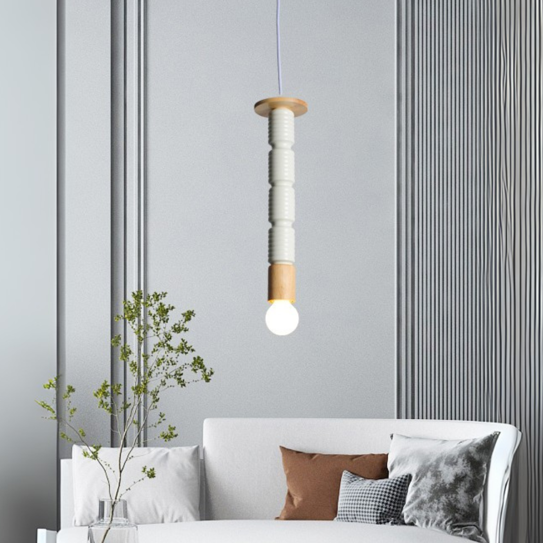 Modern Wood Iron Pendant Bedside Lamp