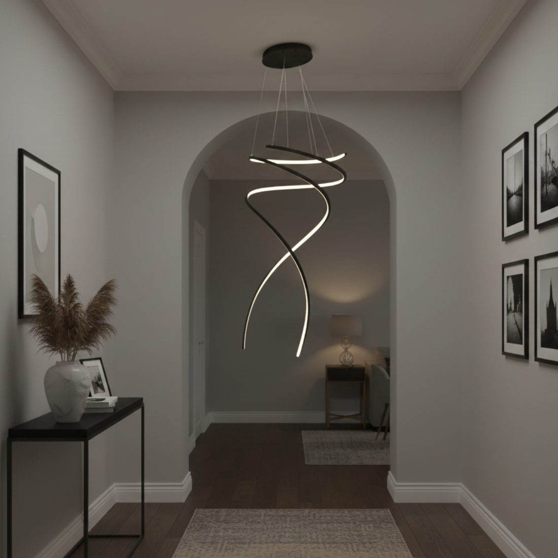 Double Helix LED Spiral Pendant Light – Modern Ceiling Fixture
