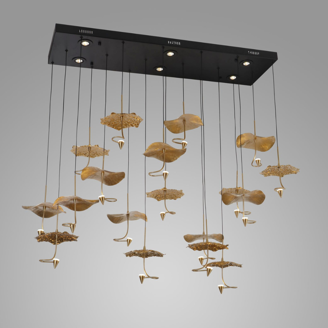 Copper Flower 48W LED Linear Chandelier