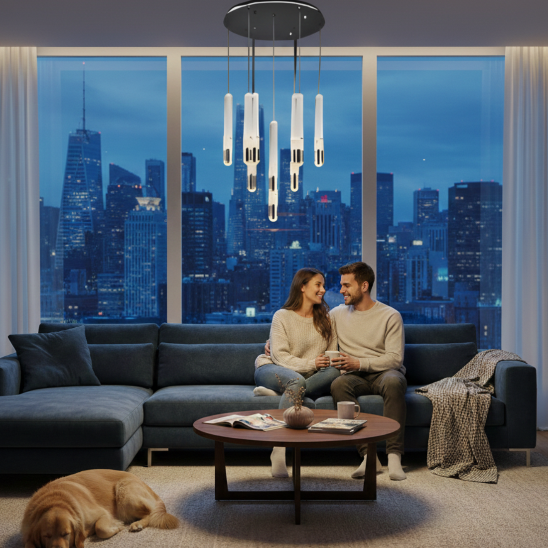 BK Liner Acrylic Ceiling Chandelier with Sleek Base