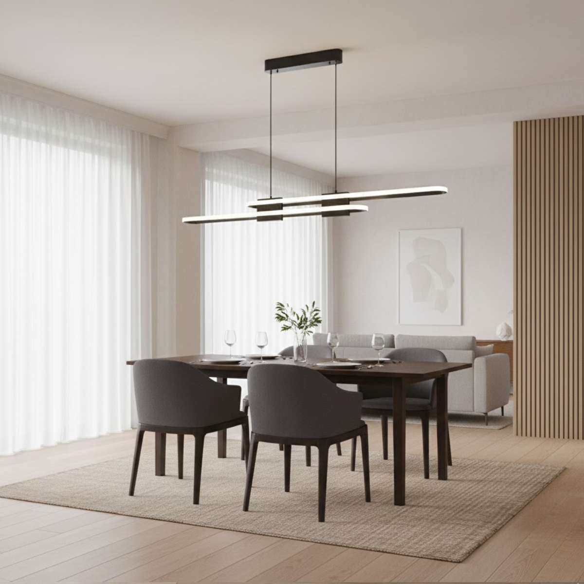 Sleek Linear LED Suspension Light – Remote-Controlled Spotlight Pendant