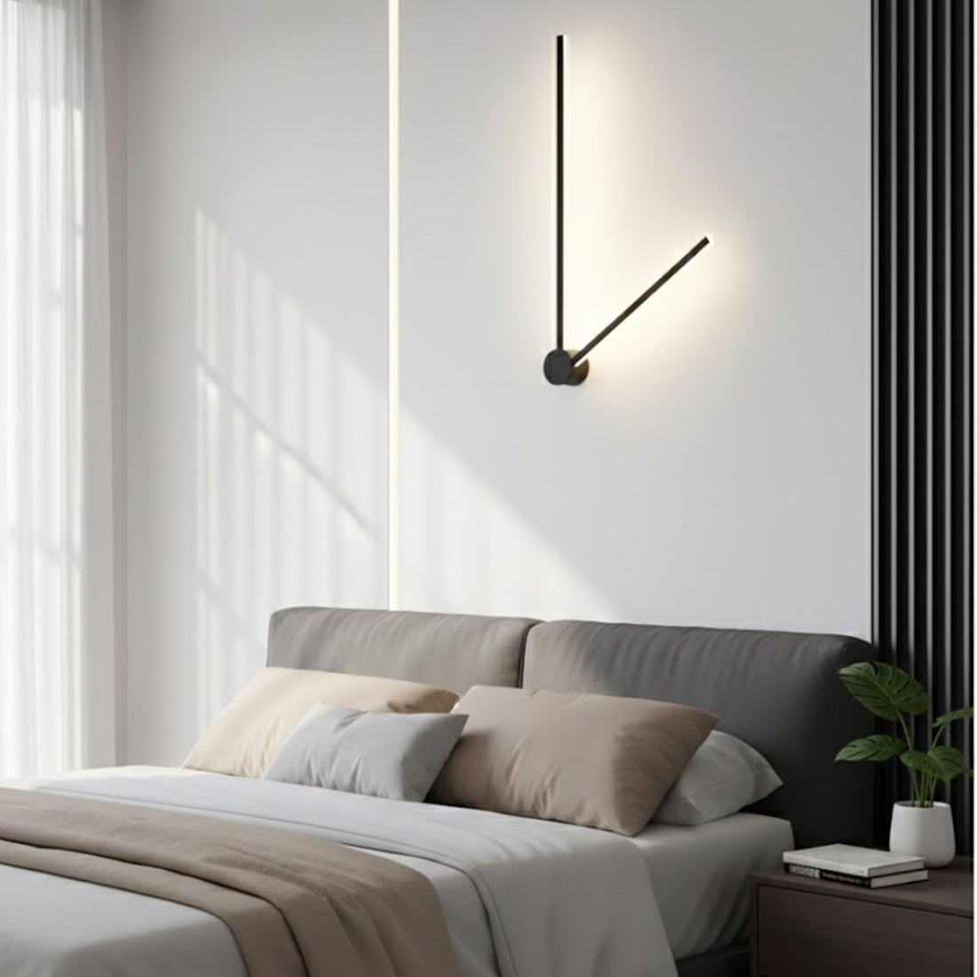 Minimalist Clock Hands LED Wall Sconce – Modern Wall Light Fixture