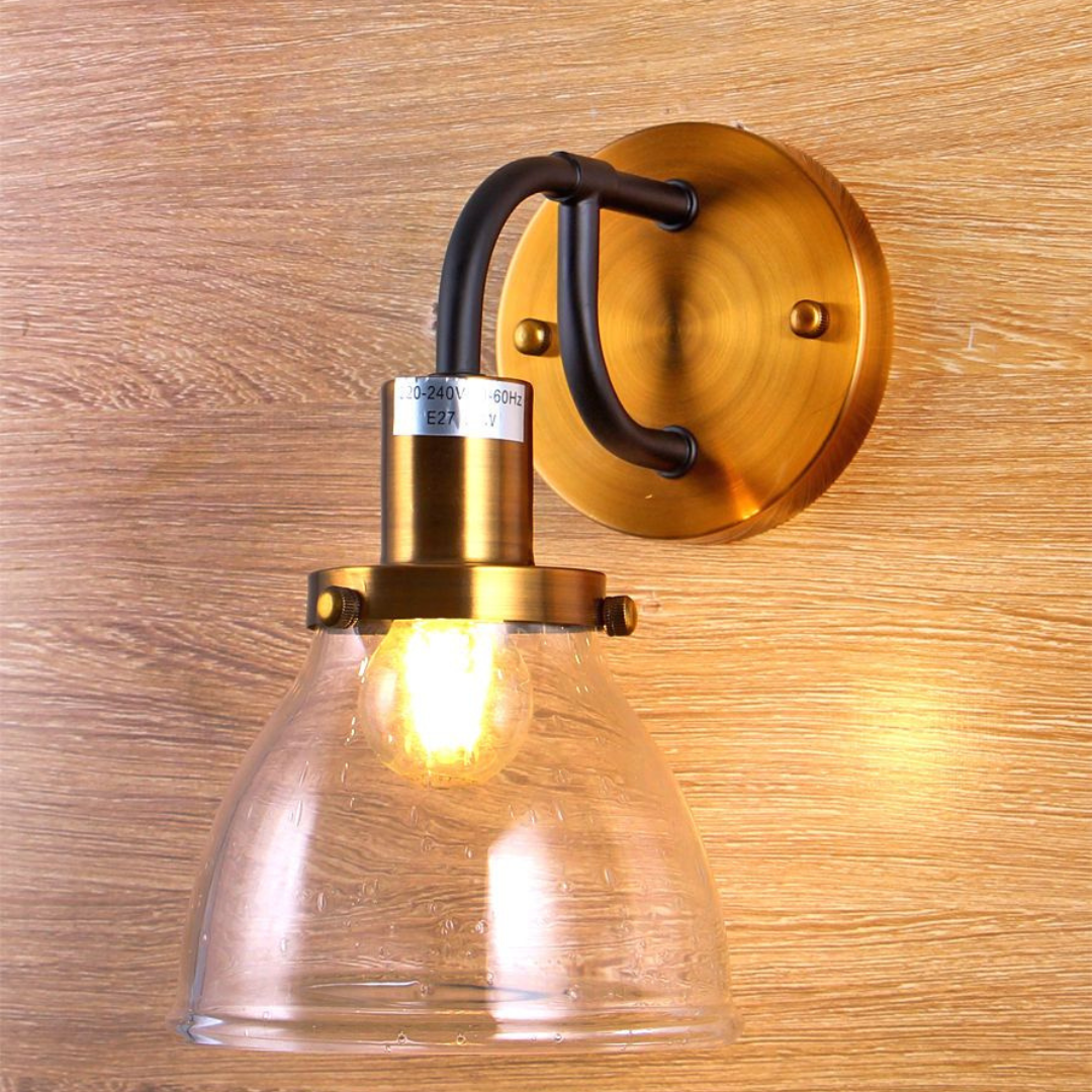 Modern Copper Glass Wall Light Fixture