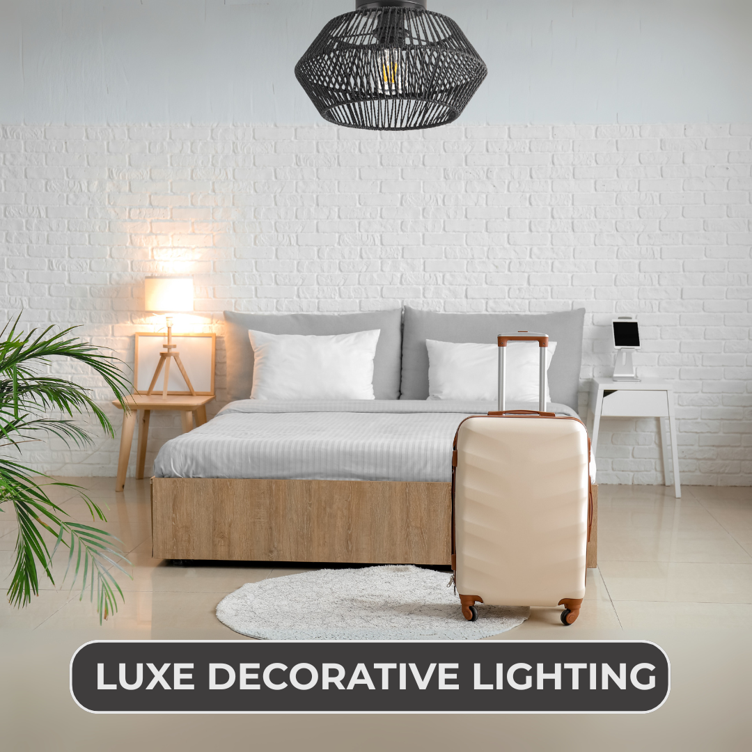 Rustic Black and White Bamboo Chandelier