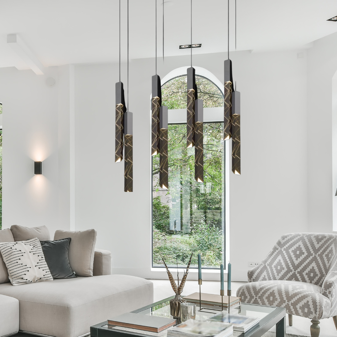 Long Crystal 3-Color LED Chandelier