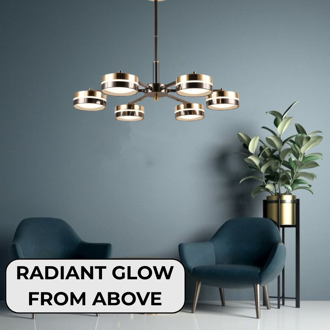 Modern Golden & Black Linear Ceiling Chandelier