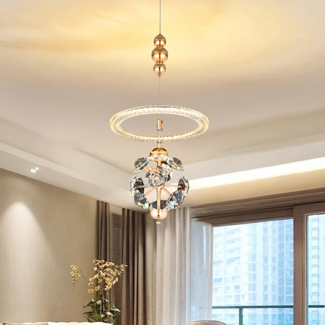 Modern Diamond Crystal Adjustable LED Pendant