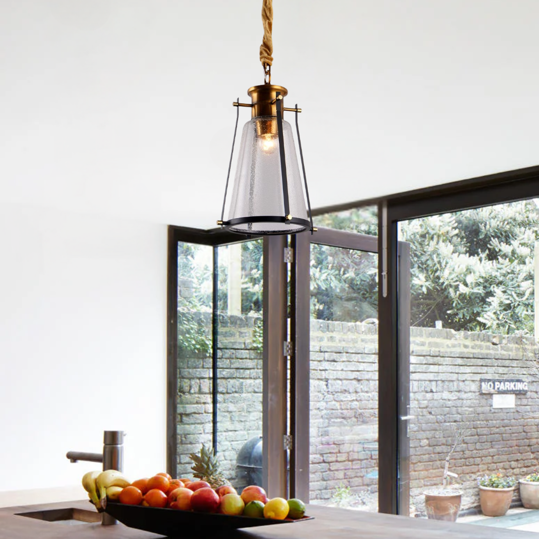 Modern Copper Metal Glass Pendant Light