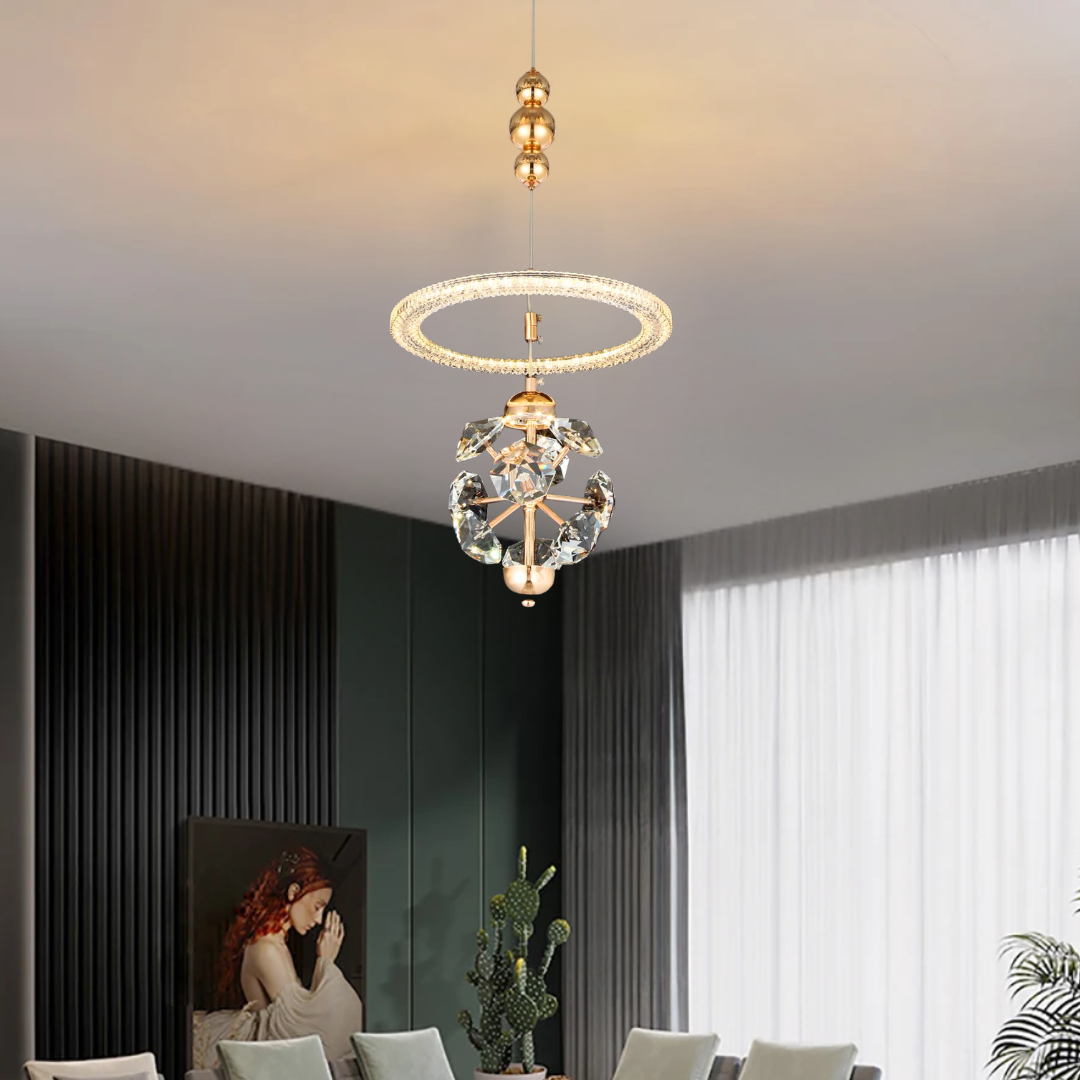 Modern Diamond Crystal Adjustable LED Pendant