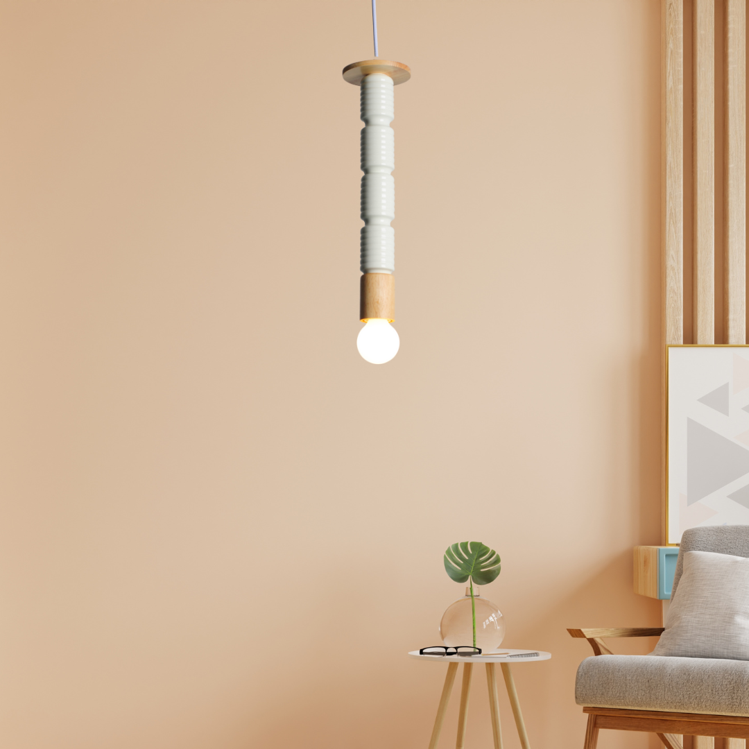 Modern Wood Iron Pendant Bedside Lamp