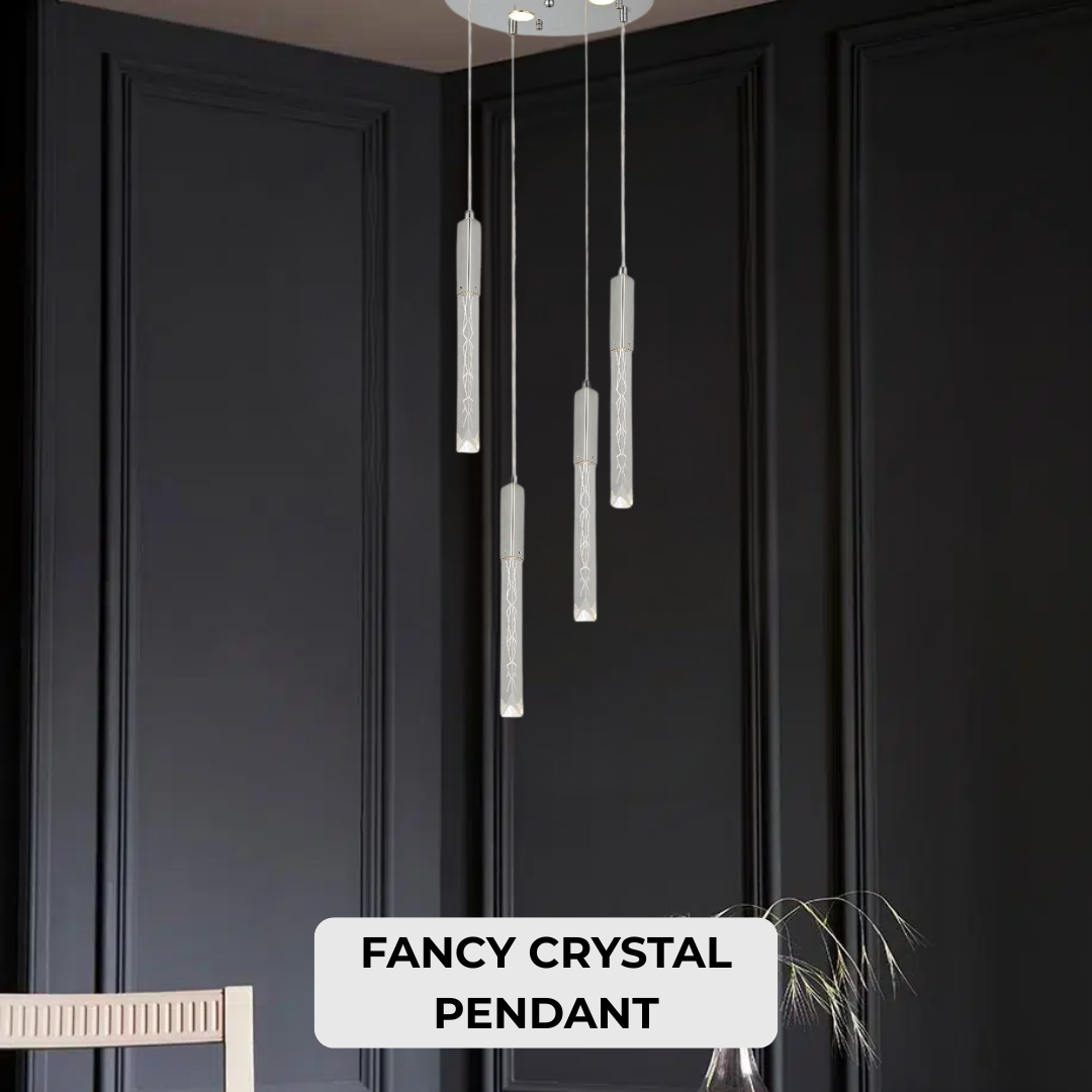 Modern Long Crystal 3-Color LED Chandelier