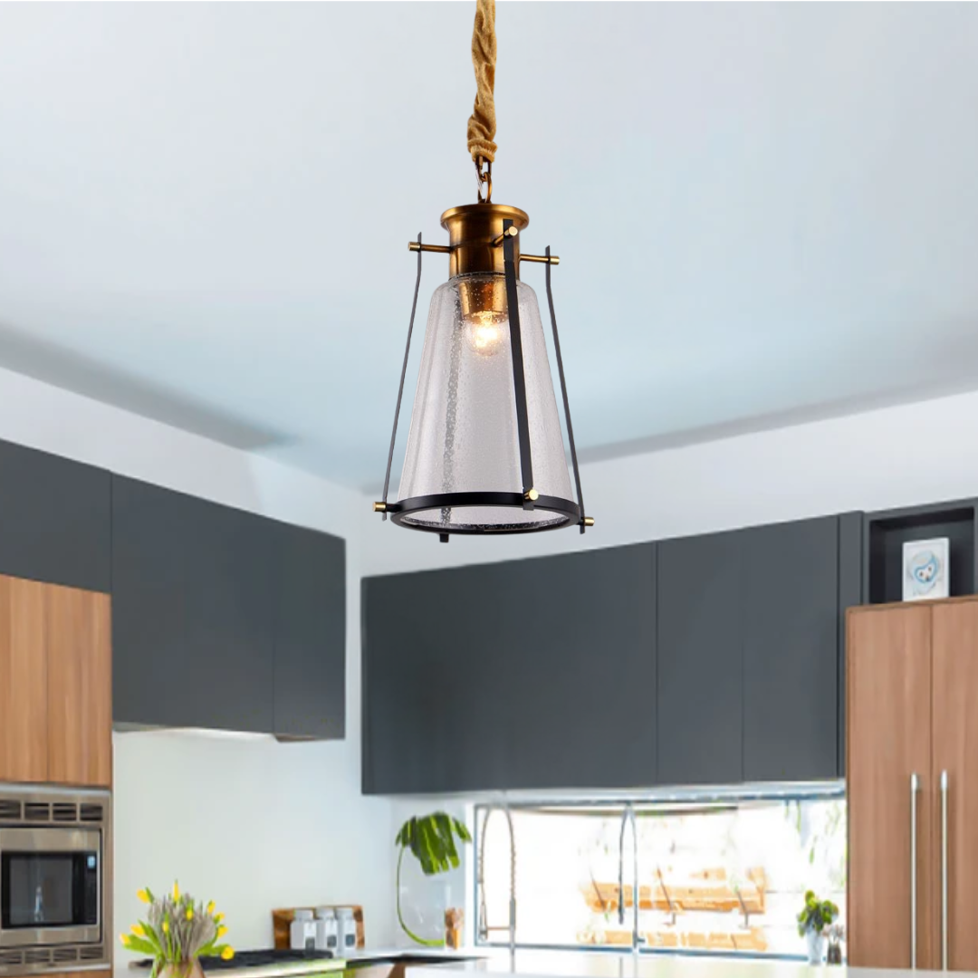 Modern Copper Metal Glass Pendant Light
