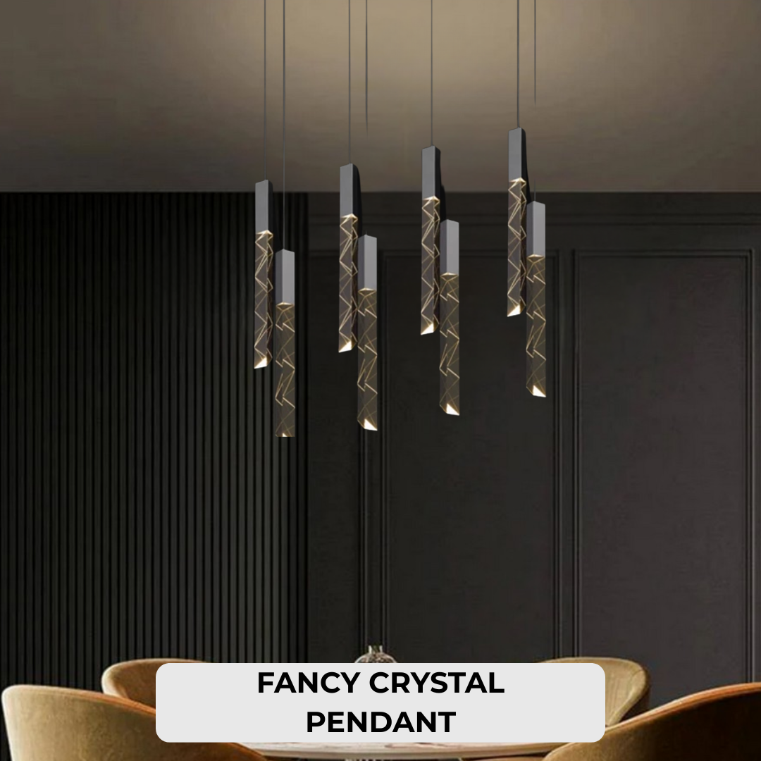 Long Crystal 3-Color LED Chandelier