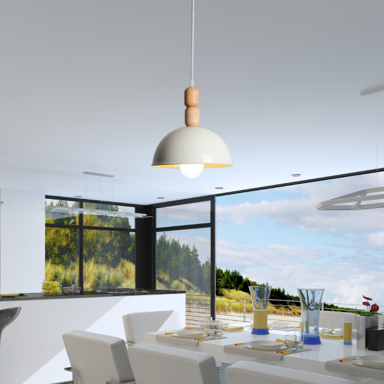 Country House Wood Iron Pendant Light