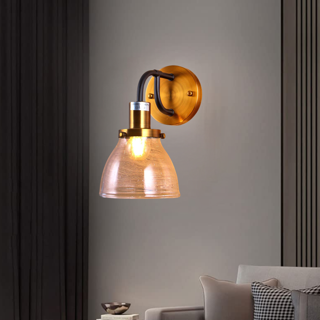 Modern Copper Glass Wall Light Fixture