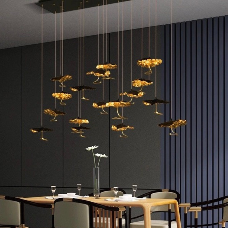 Copper Flower 48W LED Linear Chandelier