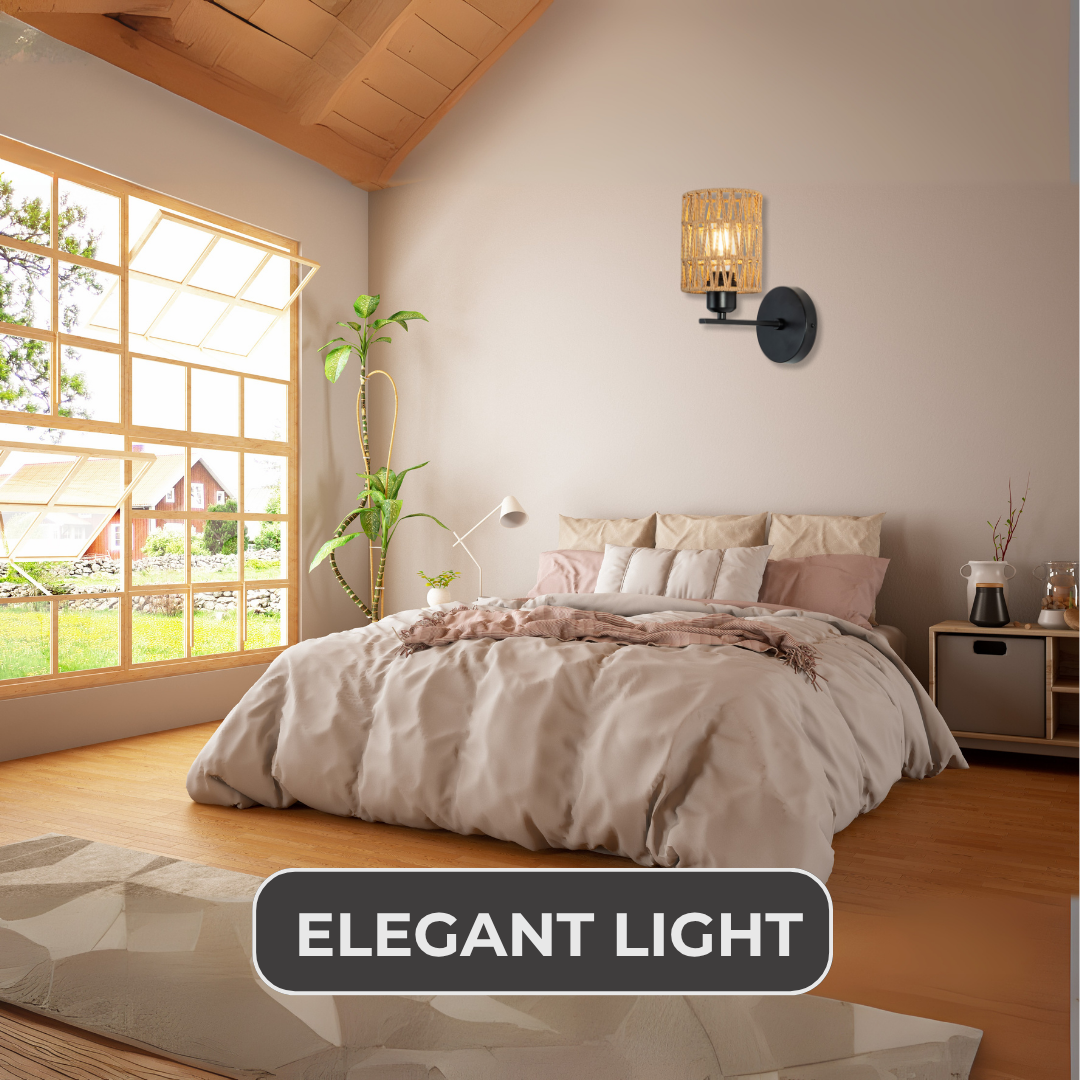 Modern Rustic Bamboo Wall Light Fixture