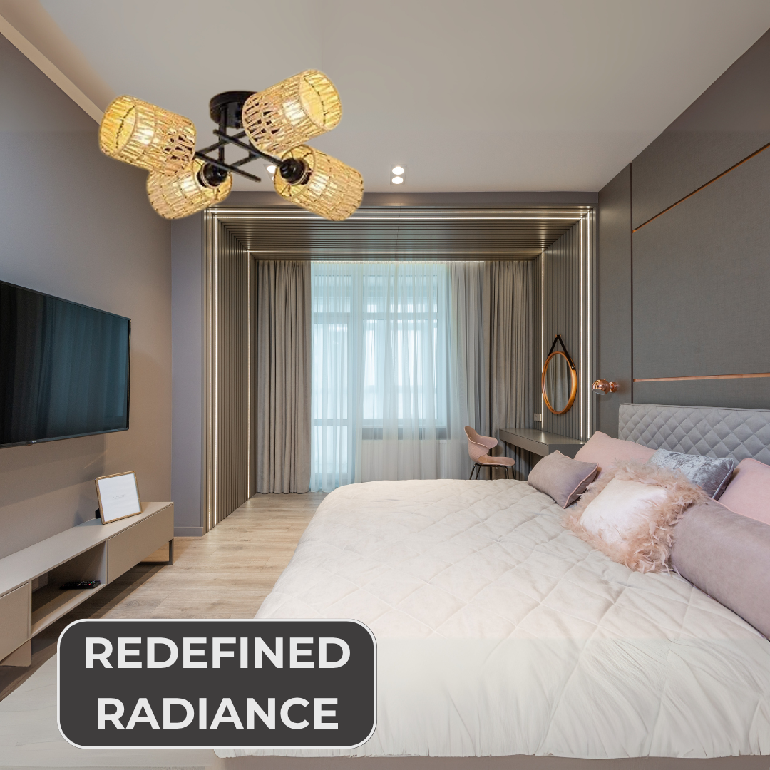 Elegant Natural Bamboo Rustic Ceiling Light