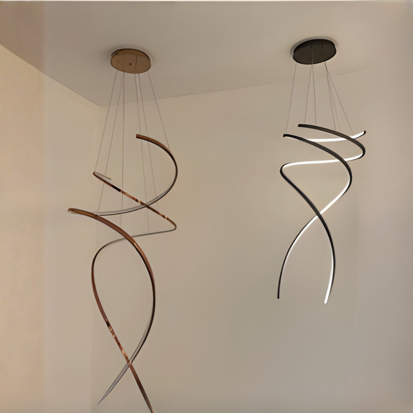 Double Helix LED Spiral Pendant Light – Modern Ceiling Fixture