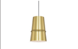 Castor One Light Pendant – Minimalist Gold Aluminum Shade with Matte White Interior