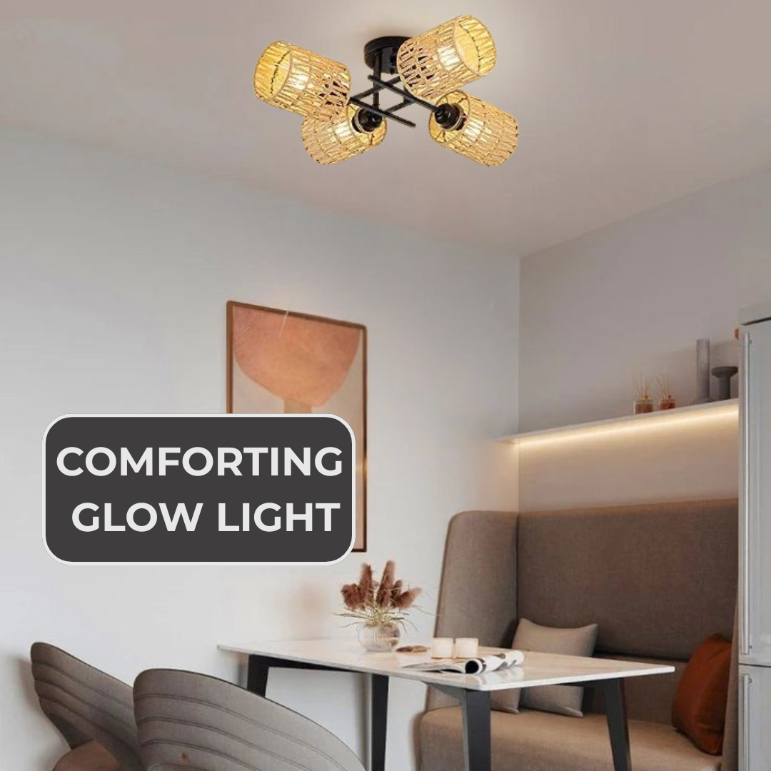 Elegant Natural Bamboo Rustic Ceiling Light