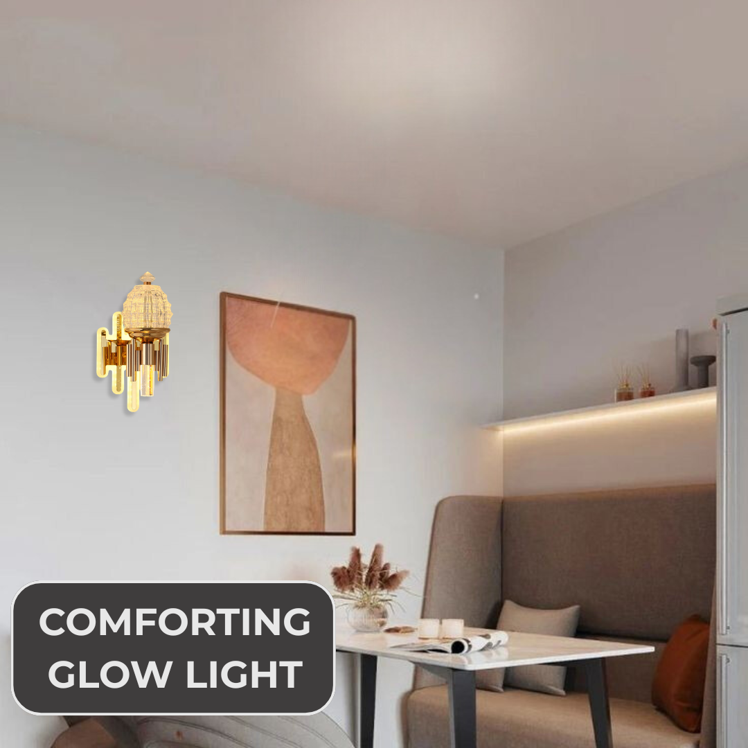 Elegant Gold Crystal Art Wall Lamp