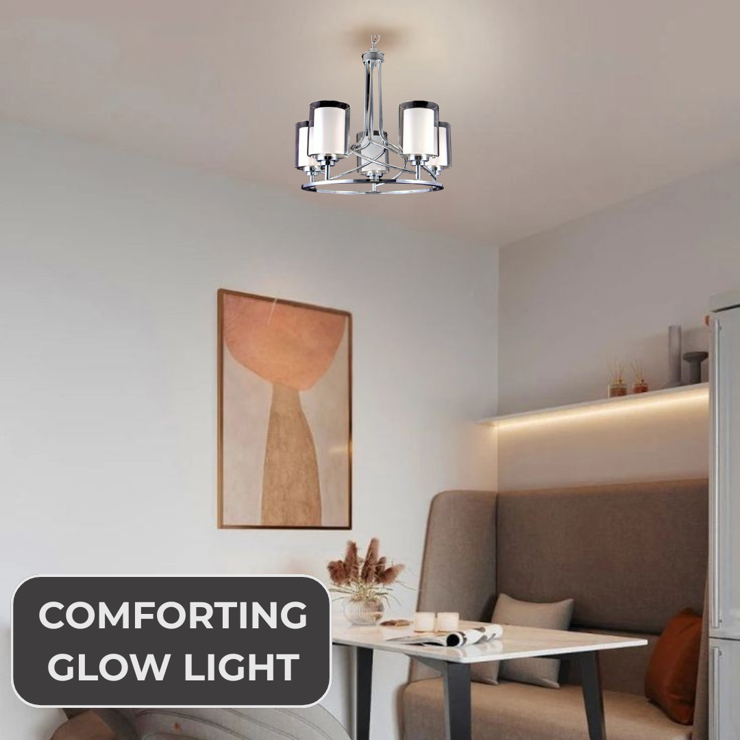 Modern Metal and Glass Chandelier