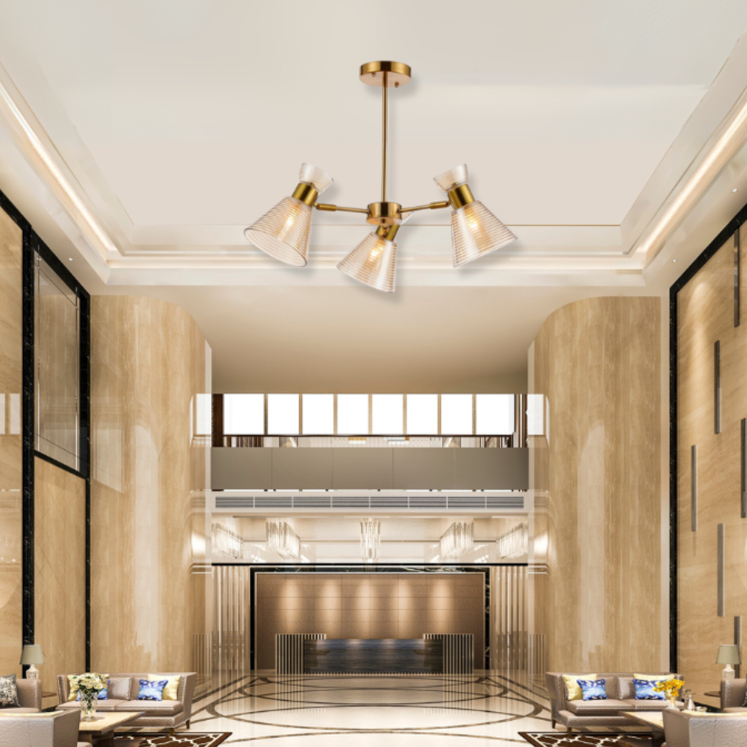 Golden Glass Copper Pendant Chandelier