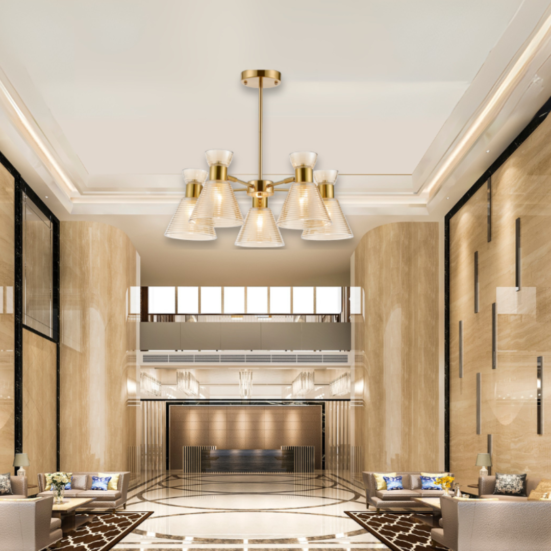 Golden Glass Copper Pendant Chandelier